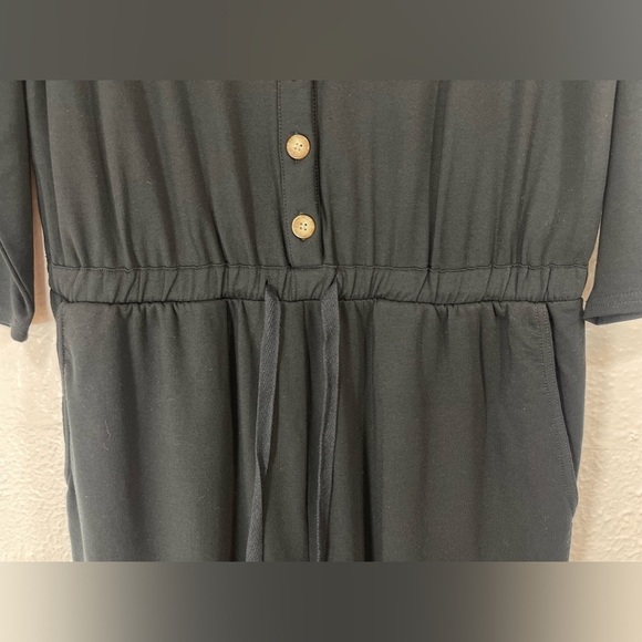 Garnet Hill Black Traverse Knit Jumpsuit Black Women’s Small Pockets Drawstring - Picture 7 of 13